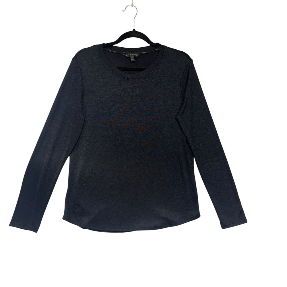 Banana Republic Womens M Black Long Sleeve Crew Neck Knit Top Stretch Pullover